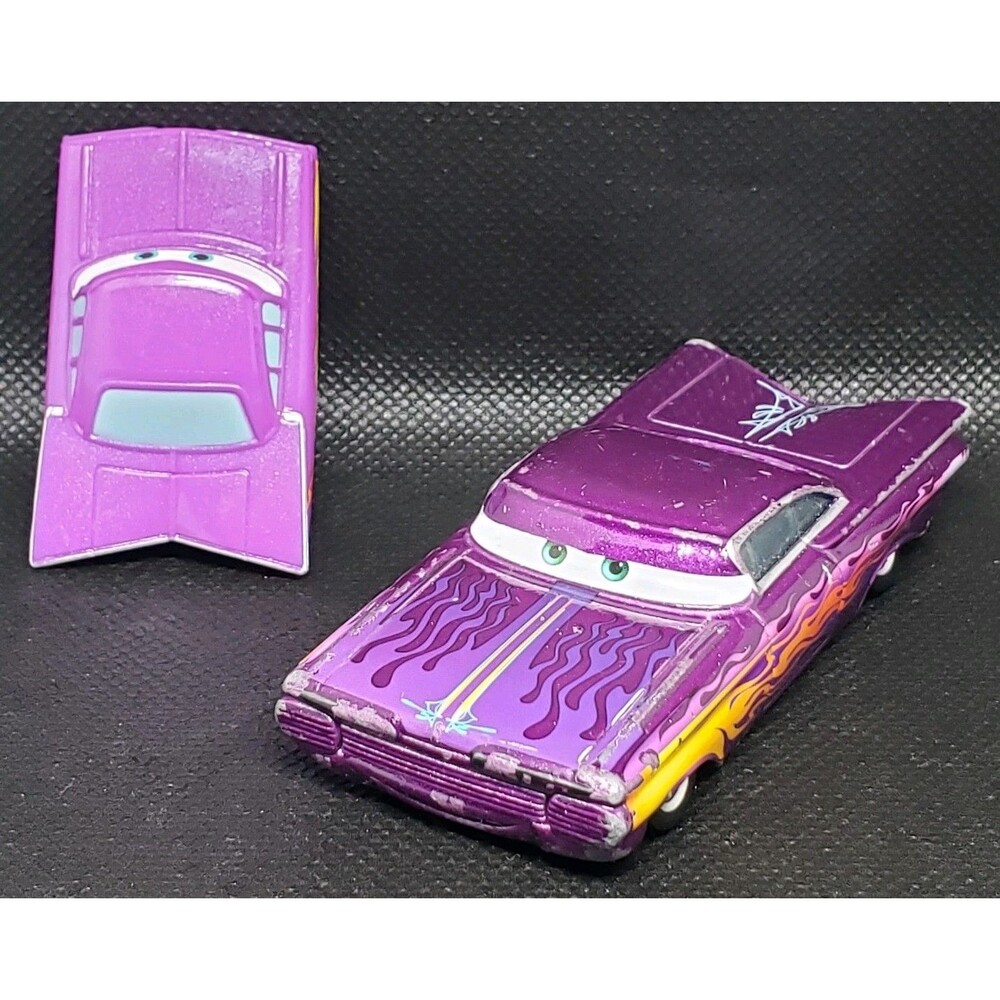 Disney Pixar Mattel Chevrolet 59 Impala Purple  W Flames Ramone And Mini Racer..